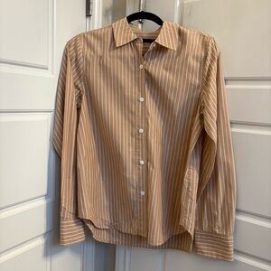 Jenni Kayne Tan and White Striped Button-Down Shirt
